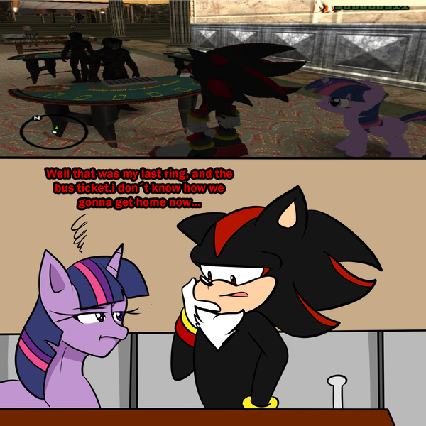 Size: 1512x1512 | Tagged: safe, derpibooru import, twilight sparkle, twilight sparkle (alicorn), alicorn, anthro, hedgehog, pony, betting, casino, duo focus, female, grand theft auto, gta san andreas, image, male, mods, png, shadow the hedgehog, sonic the hedgehog, sonic the hedgehog (series)