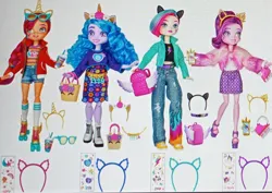 Size: 1111x786 | Tagged: safe, derpibooru import, official, izzy moonbow, pipp petals, sunny starscout, zipp storm, human, equestria girls, spoiler:g5, doll, equestria girls (g5), g5, image, jpeg, merchandise, toy