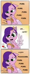 Size: 1650x4060 | Tagged: suggestive, artist:chopsticks, derpibooru import, pipp petals, pegasus, pony, adorapipp, cheek fluff, chest fluff, comic, cute, dialogue, eyebrows, eyebrows visible through hair, female, floppy ears, g5, image, jewelry, mare, mobile phone, phone, png, regalia, solo, text, unshorn fetlocks