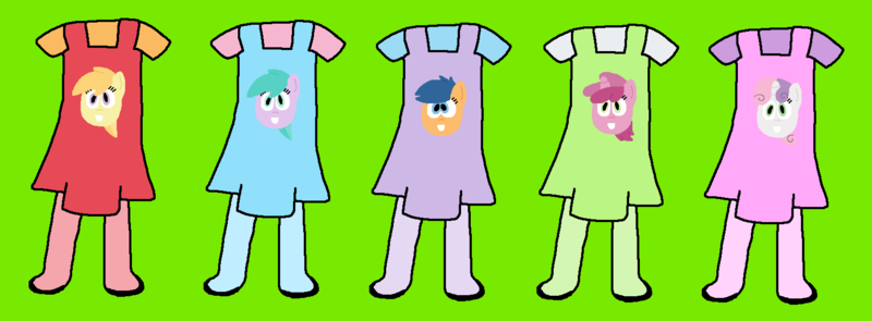 Size: 1547x571 | Tagged: safe, artist:hasbropreschool1983, derpibooru import, aura (character), first base, noi, ruby pinch, sweetie belle, earth pony, pegasus, pony, unicorn, adorabase, alternate mane five, aurabetes, clothes, cute, diasweetes, female, filly, foal, g4, green background, grin, image, long socks, mane five, noiabetes, overalls, pegasus first base, pinchybetes, png, race swap, shirt, shoes, simple background, smiling, socks, topwear
