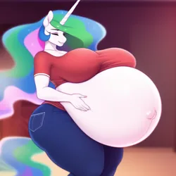Size: 640x640 | Tagged: safe, derpibooru import, machine learning generated, princess celestia, anthro, belly, belly button, big belly, big breasts, breasts, busty princess celestia, female, huge belly, huge breasts, hyper, hyper belly, hyper pregnancy, image, impossibly large belly, outie belly button, png, preglestia, pregnant, solo