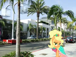 Size: 1024x768 | Tagged: safe, artist:vector-brony, derpibooru import, applejack, earth pony, pony, alternate hairstyle, applejewel, bedroom eyes, beverly hills, california, clothes, dress, female, image, irl, jpeg, mare, photo, ponies in real life, solo