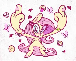 Size: 1963x1574 | Tagged: safe, artist:jimmyjamno1, derpibooru import, fluttershy, anthro, butterfly, insect, pegasus, unguligrade anthro, bandaid, bracelet, crying, emoji, heart, image, jewelry, jpeg, laughing, lol, looking at you, middle finger, skull, smiley face, solo, stars, tears of laughter, unshorn fetlocks, vulgar