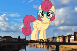 Size: 2048x1365 | Tagged: safe, artist:dashiesparkle, derpibooru import, posey shy, pegasus, pony, female, folded wings, giant pegasus, giant pony, giantess, glasses, highrise ponies, image, irl, italy, jewelry, jpeg, macro, mare, mega giant, necklace, pearl necklace, photo, pisa, ponies in real life, story included, wings