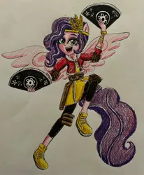 Size: 2636x3204 | Tagged: safe, artist:bozzerkazooers, derpibooru import, pipp petals, equestria girls, equestria girls-ified, fan, g5, image, jpeg, solo, weapon