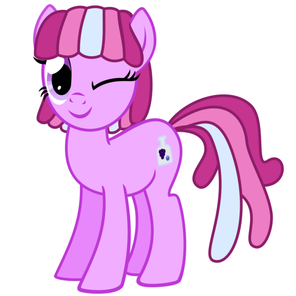 Size: 1200x1200 | Tagged: safe, artist:princessasparagus92, artist:the smiling pony, derpibooru import, oc, oc:berry soda, unofficial characters only, earth pony, pony, derpibooru community collaboration, .svg available, 2023 community collab, earth pony oc, image, one eye closed, png, simple background, smiling, solo, transparent background, vector, wink