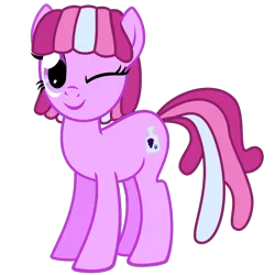 Size: 1200x1200 | Tagged: safe, artist:princessasparagus92, artist:the smiling pony, derpibooru import, oc, oc:berry soda, unofficial characters only, earth pony, pony, derpibooru community collaboration, .svg available, 2023 community collab, earth pony oc, image, one eye closed, png, simple background, smiling, solo, transparent background, vector, wink