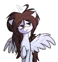 Size: 734x776 | Tagged: oc name needed, safe, artist:mayde-m, oc, unofficial characters only, pegasus, pony, ahoge, image, png, raised leg, simple background, spread wings, white background, wings