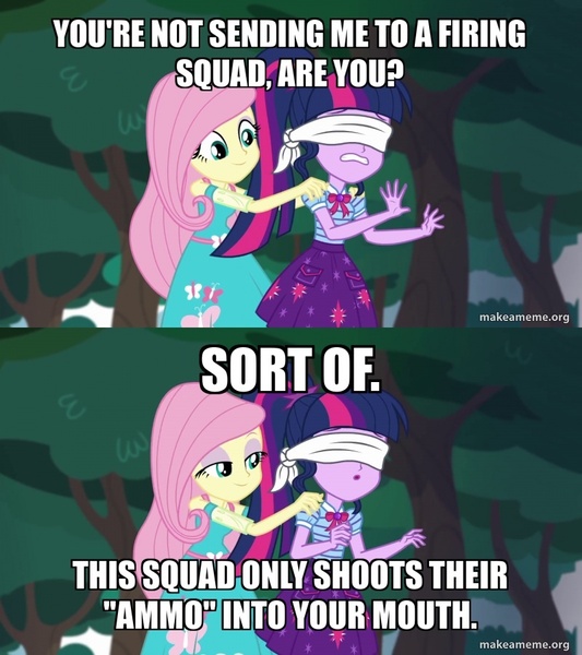 Size: 800x900 | Tagged: questionable, derpibooru import, edit, edited screencap, screencap, fluttershy, sci-twi, twilight sparkle, equestria girls, equestria girls series, stressed in show, blindfold, caption, image, image macro, jpeg, text