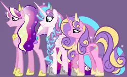 Size: 1980x1200 | Tagged: safe, artist:chelseawest, derpibooru import, princess cadance, princess flurry heart, princess skyla, adult, female, image, jpeg, mother and child, mother and daughter, older, older flurry heart, petalverse, redesign, siblings, sisters