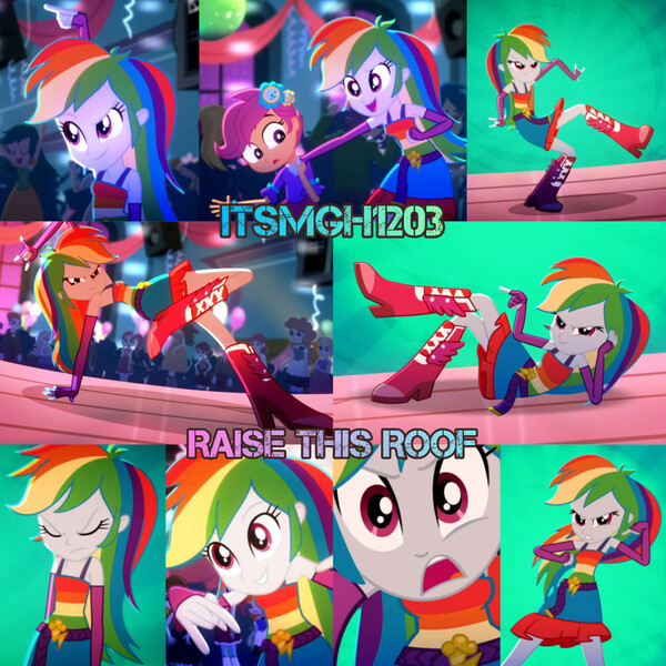 Size: 3072x3072 | Tagged: safe, derpibooru import, edit, edited screencap, editor:itsmgh1203, screencap, aqua blossom, blueberry cake, cloudy kicks, golden hazel, heath burns, indigo wreath, mystery mint, nolan north, rainbow dash, rose heart, scootaloo, sophisticata, sweet leaf, teddy t. touchdown, human, eqg summertime shorts, equestria girls, raise this roof, background human, bare shoulders, belt, boots, breakdancing, canterlot high, clothes, cutie mark, cutie mark on clothes, dancing, draw me like one of your french girls, dress, eyes closed, faic, fall formal outfits, female, fingerless gloves, gloves, image, jpeg, male, night, open mouth, open smile, outfit, rainbow dash always dresses in style, rainbow dash is best facemaker, shoes, sleeveless, smiling, smirk, smug, smugdash, solo focus, speaker, strapless, suit, text