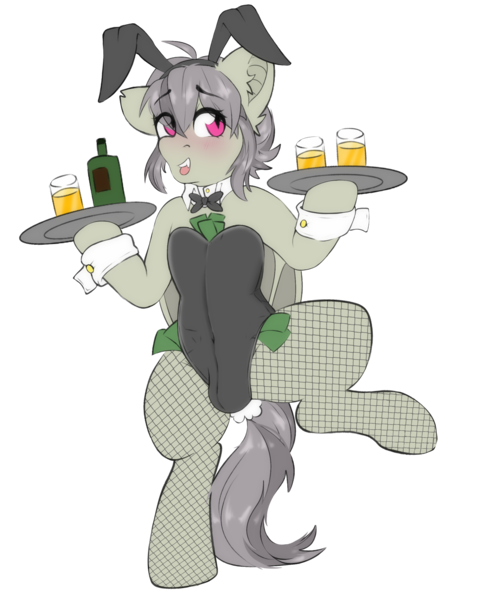 Size: 2000x2500 | Tagged: suggestive, artist:etoz, derpibooru import, oc, oc:gravel shine, unofficial characters only, bat pony, pony, alcohol, bat pony oc, bat wings, bipedal, blushing, bowtie, bunny ears, bunny suit, clothes, commission, crossdressing, crotch bulge, cuffs (clothes), eyebrows, eyebrows down, eyebrows visible through hair, fangs, femboy, fishnets, image, male, money, on one leg, open mouth, png, shy, simple background, sketch, solo, solo male, stallion, standing, standing on one leg, tights, transparent background, trap, waiter, wings, ych result