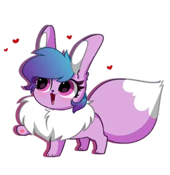 Size: 1040x1075 | Tagged: safe, artist:kittyrosie, derpibooru import, edit, izzy moonbow, eevee, cute, daaaaaaaaaaaw, floating heart, g5, heart, image, open mouth, open smile, png, pokefied, pokémon, raised hoof, simple background, smiling, solo, species swap, transparent background