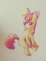 Size: 480x639 | Tagged: safe, artist:hum8615, derpibooru import, apple bloom, earth pony, pony, female, filly, foal, image, png, simple background, solo, traditional art, white background