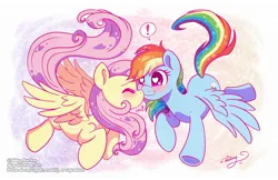 Size: 2040x1320 | Tagged: safe, artist:abby_starling, derpibooru import, fluttershy, rainbow dash, pegasus, pony, chu, cute, duo, duo female, female, flutterdash, heart, heart eyes, image, jpeg, kiss on the cheek, kissing, lesbian, mare, shipping, speech bubble, wingding eyes