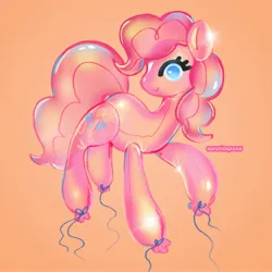 Size: 3000x3000 | Tagged: safe, artist:softpinkpony, derpibooru import, pinkie pie, ponified, balloon pony, earth pony, inflatable pony, object pony, original species, pony, balloon, balloonie pie, image, inflatable, jpeg, orange background, simple background, smiling, solo