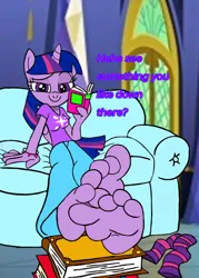 Size: 757x1056 | Tagged: safe, artist:darienspeyer, artist:zeekthatgeek, derpibooru import, twilight sparkle, twilight sparkle (alicorn), alicorn, anthro, barefoot, clothes, feet, fetish, foot fetish, foot focus, image, jpeg, looking at you, socks, soles, toes