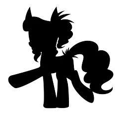 Size: 2200x2000 | Tagged: safe, artist:tertonda, derpibooru import, oc, oc:vantablack, unofficial characters only, earth pony, pony, derpibooru community collaboration, 2023 community collab, black, black and white, derpibooru exclusive, female, grayscale, image, mare, monochrome, png, raised hoof, silhouette, simple background, solo, transparent background