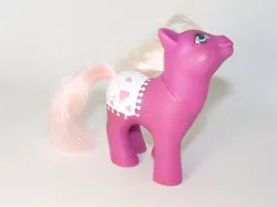 Size: 615x461 | Tagged: safe, derpibooru import, earth pony, pony, baby, baby pony, baby pony (g1), blue eyes, daughter, female, filly, foal, g1, image, irl, jpeg, photo, solo, tail, toy