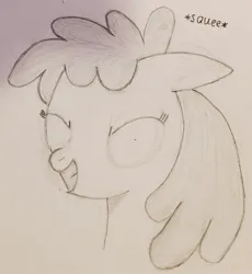 Size: 1176x1278 | Tagged: safe, anonymous artist, derpibooru import, rainbowshine, pony, bust, cute, image, jpeg, portrait, smiling, squee, traditional art