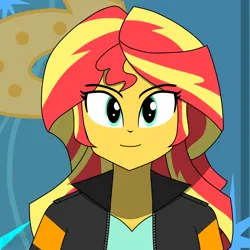 Size: 3840x3840 | Tagged: safe, alternate version, artist:altynp, derpibooru import, part of a set, sunset shimmer, human, equestria girls, friendship games, bust, eye clipping through hair, eyebrows, eyebrows visible through hair, female, high res, image, jpeg, portrait, smiling, solo