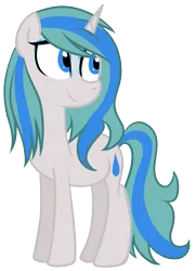 Size: 983x1357 | Tagged: safe, artist:technoponywardrobe, derpibooru import, oc, oc:charity seashell, unofficial characters only, pony, unicorn, derpibooru community collaboration, 2023 community collab, blue eyes, cute, eyelashes, eyeshadow, female, full body, horn, image, makeup, png, simple background, smiling, solo, standing, tail, transparent background, two toned mane, two toned tail, unicorn oc, water droplet