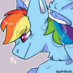Size: 1000x1000 | Tagged: safe, artist:heart-sketch, derpibooru import, rainbow dash, pegasus, pony, animated, bust, eye clipping through hair, female, gif, image, mare, portrait, signature, simple background, smiling, solo