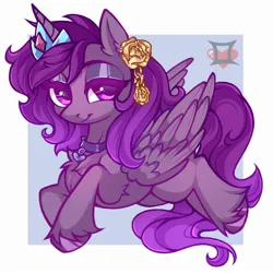 Size: 2000x2000 | Tagged: safe, artist:lbaby225, derpibooru import, oc, unofficial characters only, alicorn, accessories, alicorn oc, collar, commission, horn, image, jpeg, wings