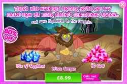 Size: 1957x1297 | Tagged: safe, derpibooru import, official, scorpan, gargoyle, advertisement, costs real money, english, gameloft, gem, image, jewelry, jpeg, male, mobile game, my little pony: magic princess, necklace, numbers, sale, scorpan's necklace, solo, solo focus, tail, text, wings