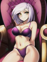 Size: 512x682 | Tagged: suggestive, derpibooru import, editor:sammykun, machine learning generated, novelai, stable diffusion, gilda, human, armchair, bare shoulders, breasts, busty gilda, chair, clothes, female, humanized, image, jpeg, lingerie, looking at you, midriff, reasonably sized breasts, rock, sexy, sleeveless, smiling, solo, solo female, stupid sexy gilda, swimsuit, underwear