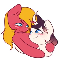 Size: 606x606 | Tagged: safe, derpibooru import, oc, oc:morning star, oc:seethscale, dracony, dragon, hybrid, pony, unicorn, blushing, hug, image, png