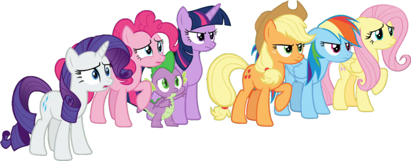 Size: 1430x559 | Tagged: safe, artist:pascalmulokozi2, derpibooru import, edit, edited screencap, screencap, applejack, fluttershy, pinkie pie, rainbow dash, rarity, spike, twilight sparkle, twilight sparkle (alicorn), alicorn, dragon, earth pony, pegasus, pony, unicorn, the ending of the end, background removed, female, image, male, mane seven, mane six, mare, not a vector, png, simple background, transparent background, winged spike, wings