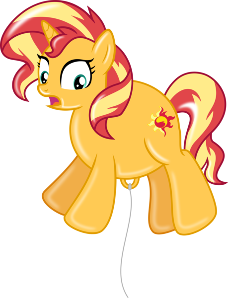Size: 1259x1646 | Tagged: safe, artist:dupontsimon, artist:melisareb, derpibooru import, sunset shimmer, balloon pony, inflatable pony, unicorn, fanfic:magic show of friendship, helium, image, inanimate tf, inflatable, png, transformation, vector