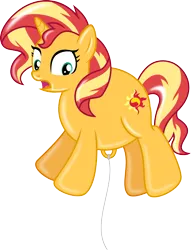 Size: 1259x1646 | Tagged: safe, artist:dupontsimon, artist:melisareb, derpibooru import, sunset shimmer, balloon pony, inflatable pony, unicorn, fanfic:magic show of friendship, helium, image, inanimate tf, inflatable, png, transformation, vector
