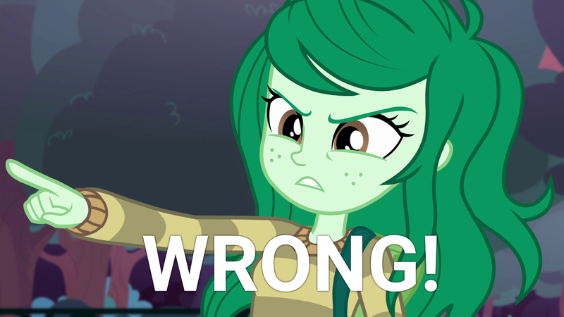 Size: 1803x1014 | Tagged: safe, derpibooru import, edit, edited screencap, screencap, wallflower blush, equestria girls, equestria girls series, forgotten friendship, angry, female, image, jpeg, pointing, reaction image, solo, wrong