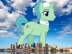 Size: 2048x1554 | Tagged: safe, artist:cheezedoodle96, artist:jaredking779, derpibooru import, edit, birch bucket, pony, unicorn, boston, giant pony, giant unicorn, highrise ponies, image, irl, jpeg, macro, male, massachusetts, mega giant, photo, ponies in real life, spa pony, stallion