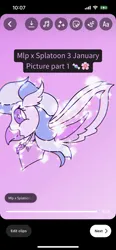 Size: 1170x2532 | Tagged: safe, artist:enperry88, derpibooru import, screencap, silverstream, classical hippogriff, hippogriff, series:mlp x splatoon 3, bust, clothes, collaboration, crossover, cute, cute smile, image, jewelry, necklace, pink background, png, shirt, simple background, smiling, spread wings, wings