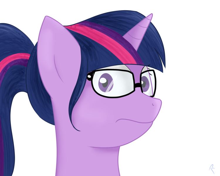 Size: 2500x2000 | Tagged: safe, artist:reinbou, derpibooru import, sci-twi, twilight sparkle, ponified, pony, unicorn, equestria girls, :s, equestria girls ponified, glasses, image, looking at you, png, ponytail, solo, unicorn sci-twi, wavy mouth
