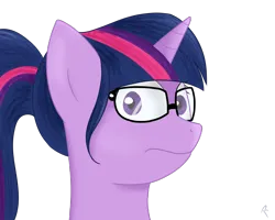 Size: 2500x2000 | Tagged: safe, artist:reinbou, derpibooru import, sci-twi, twilight sparkle, ponified, pony, unicorn, equestria girls, :s, equestria girls ponified, glasses, image, looking at you, png, ponytail, solo, unicorn sci-twi, wavy mouth