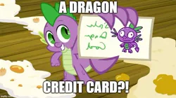 Size: 888x499 | Tagged: safe, artist:mlpfan3991, derpibooru import, spike, dragon, spike at your service, batman and robin, card, image, impact font, jpeg, male, meme, nostalgia critic, solo