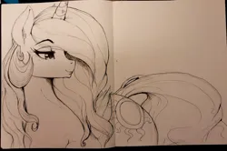 Size: 2048x1361 | Tagged: safe, artist:thelunarmoon, derpibooru import, princess celestia, alicorn, pony, image, jpeg, sketch, solo, traditional art