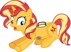 Size: 1407x1024 | Tagged: safe, artist:dupontsimon, derpibooru import, sunset shimmer, inflatable pony, fanfic:magic show of friendship, equestria girls, image, inanimate tf, inflatable, png, simple background, solo, transformation, transparent background, vector