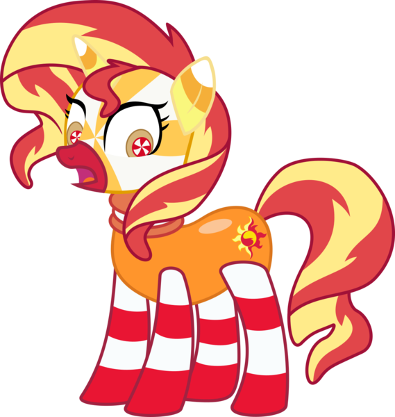 Size: 1261x1329 | Tagged: safe, artist:dupontsimon, derpibooru import, sunset shimmer, fanfic:magic show of friendship, equestria girls, candy, food, image, inanimate tf, png, transformation, vector