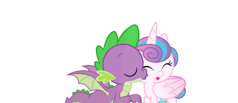 Size: 1006x435 | Tagged: safe, artist:dragonchaser123, artist:luckreza8, edit, editor:undeadponysoldier, ponybooru import, vector edit, princess flurry heart, spike, alicorn, dragon, pony, baby, baby pony, cute, daaaaaaaaaaaw, diaper, female, filly, flurrybetes, flurryspike, foal, image, kiss on the cheek, kissing, male, png, shipping, spikabetes, straight, vector