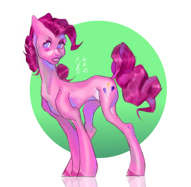 Size: 5834x5703 | Tagged: safe, artist:kisullkaart, derpibooru import, pinkie pie, earth pony, pony, spoiler:pony life, image, png, skinny, solo, sternocleidomastoid, thin