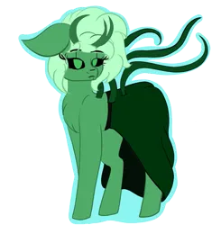 Size: 695x710 | Tagged: safe, alternate version, artist:brybrychan, derpibooru import, oc, unofficial characters only, monster pony, pony, black sclera, chest fluff, clothes, eyelashes, female, horns, image, mare, png, simple background, skirt, solo, tentacles, transparent background