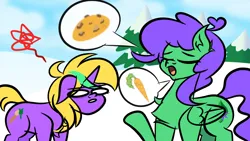 Size: 1078x610 | Tagged: safe, artist:iceflower99, derpibooru import, oc, oc:autumn breeze, oc:buggy brush, unofficial characters only, chest fluff, doodle, ear fluff, image, png, speech bubble, thumbnail, video at source, video in description
