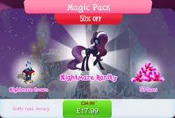 Size: 1268x857 | Tagged: safe, derpibooru import, official, nightmare rarity, rarity, pony, unicorn, bundle, costs real money, crown, english, eyeshadow, female, gameloft, gem, horn, image, jewelry, jpeg, makeup, mare, mobile game, my little pony: magic princess, nightmarified, numbers, regalia, sale, solo, solo focus, text