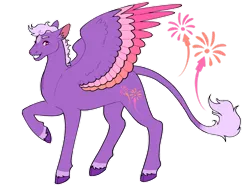 Size: 1280x960 | Tagged: safe, artist:s0ftserve, derpibooru import, oc, oc:star burst, pegasus, pony, colored wings, gradient wings, image, leonine tail, magical lesbian spawn, male, multicolored wings, offspring, parent:rainbow dash, parent:twilight sparkle, parents:twidash, png, simple background, solo, stallion, transparent background, two toned wings, wings