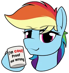 Size: 1690x1793 | Tagged: safe, artist:dacaoo, derpibooru import, rainbow dash, cup, grammar error, image, png, simple background, solo, transparent background